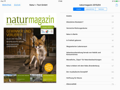naturmagazin auf dem iPad mit iBooks