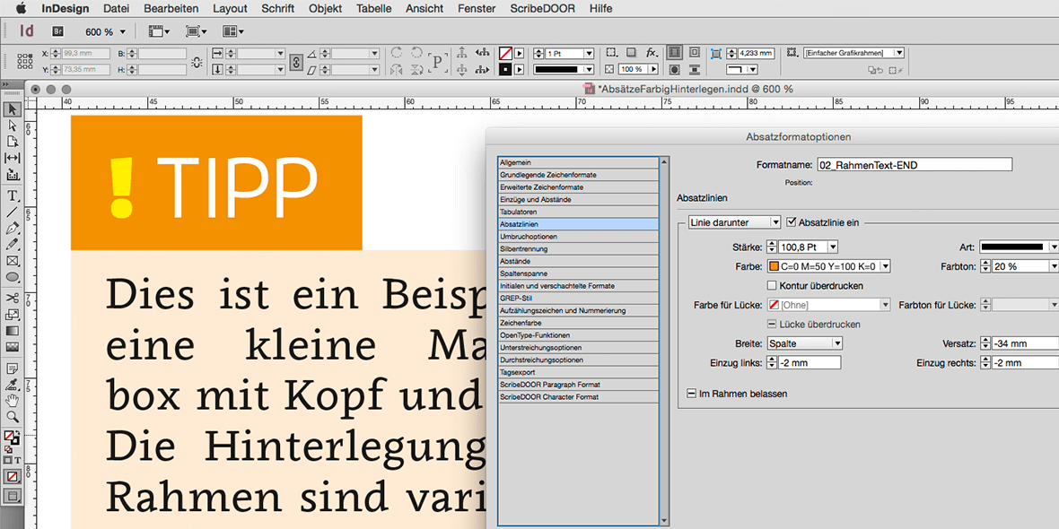 Farbig Hinterlegte Absatze In Adobe Indesign Einmanncombo