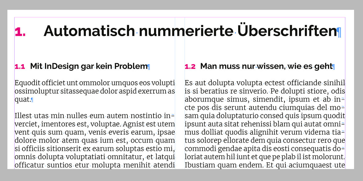 Automatisch nummerierte Überschriften mit Adobe InDesign