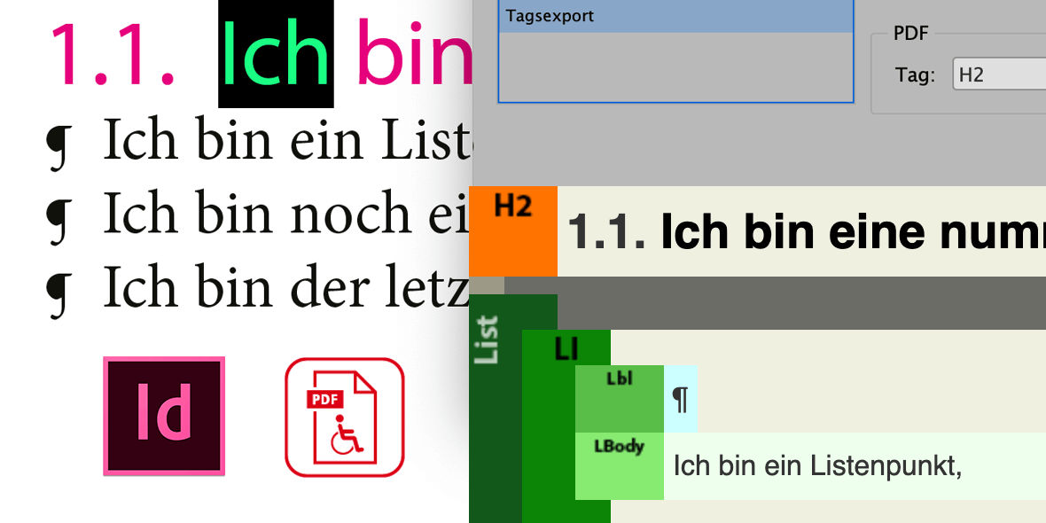 Montage aus Bildschirmfotos zu barrierefreie PDF-Dokumenten